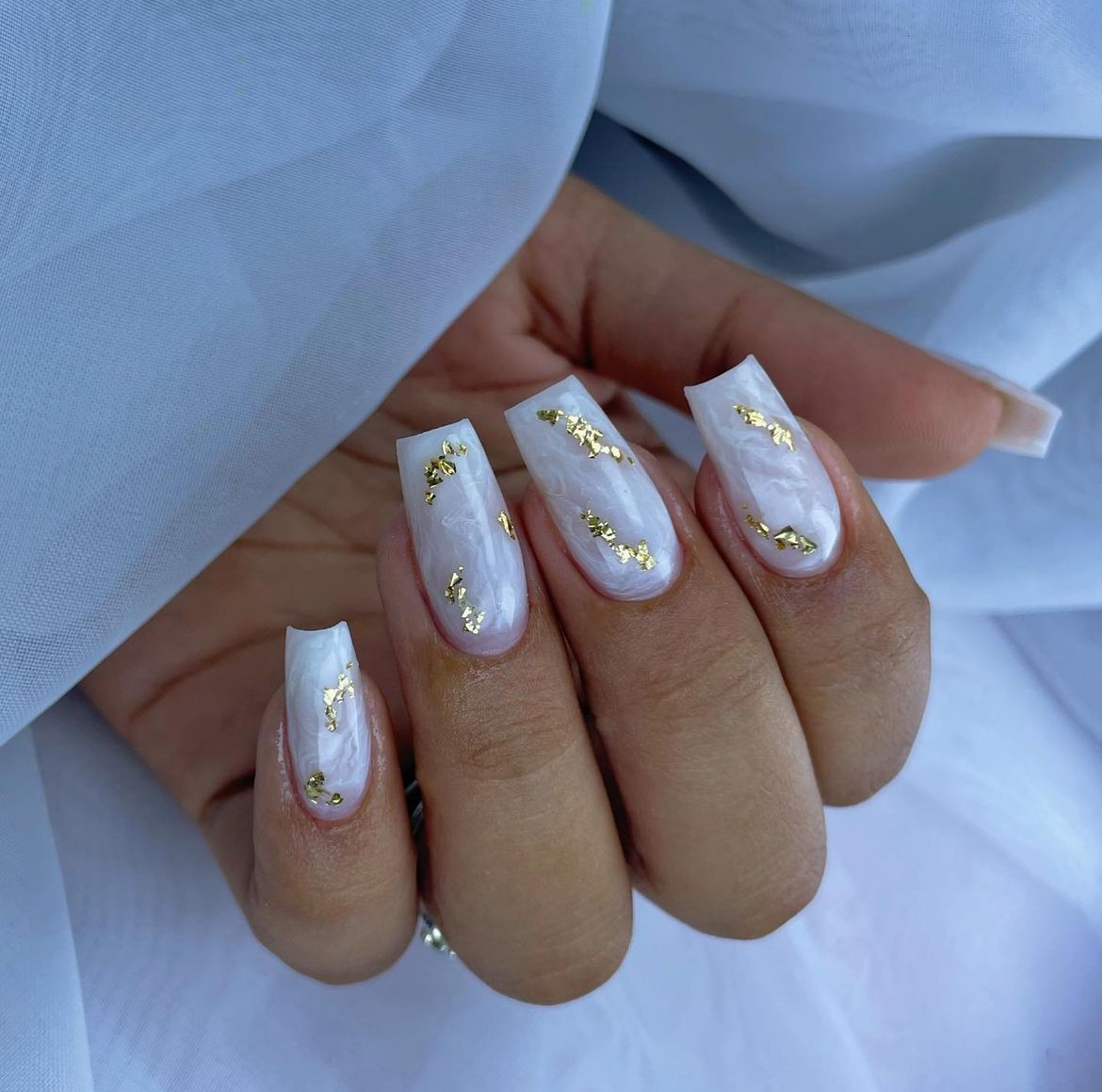 white nails with designs