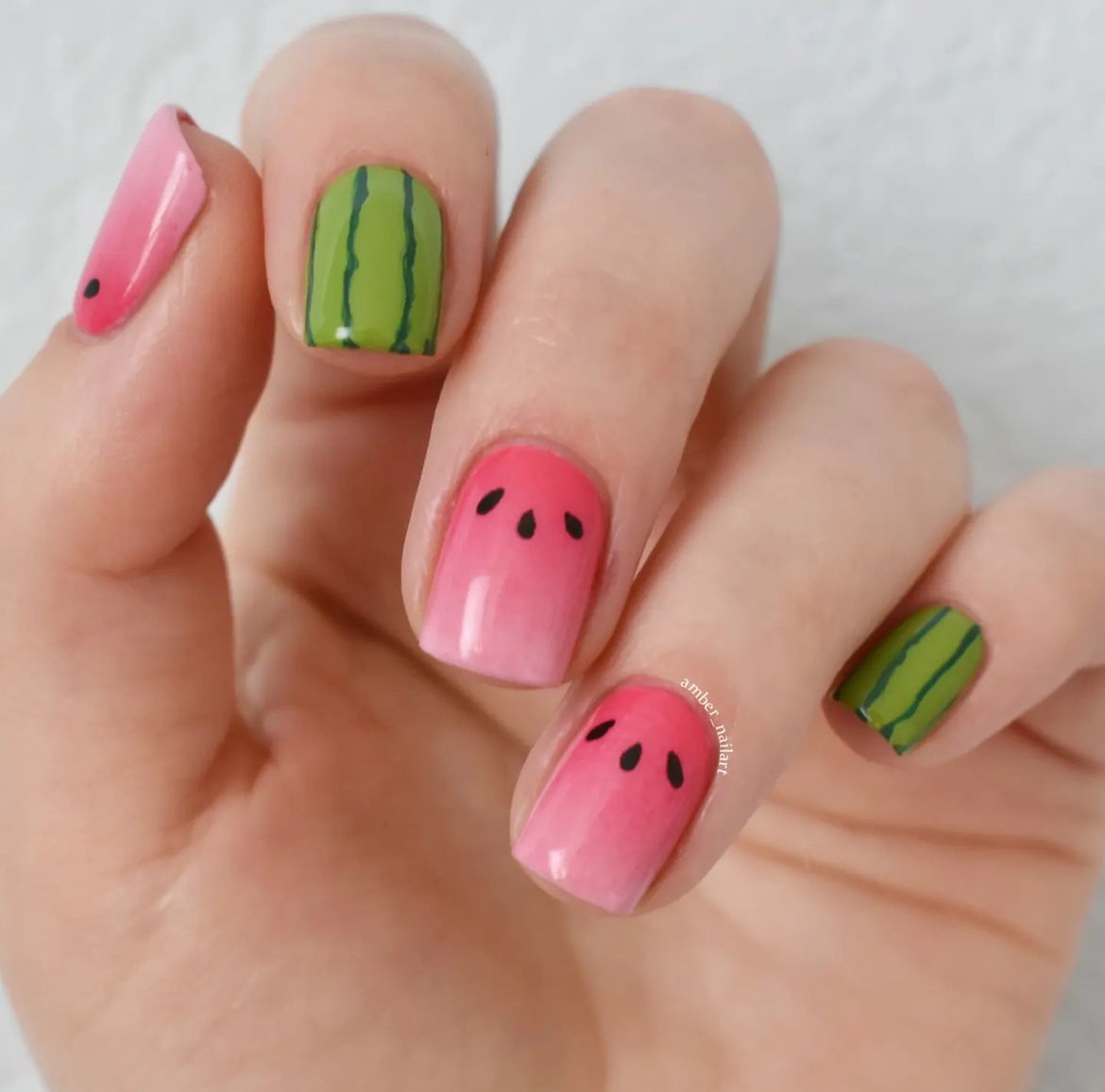 watermelon nails short