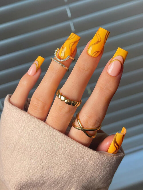 orange nails acrylic
