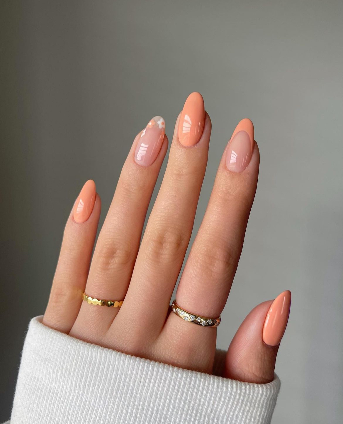 peach nails with designs
