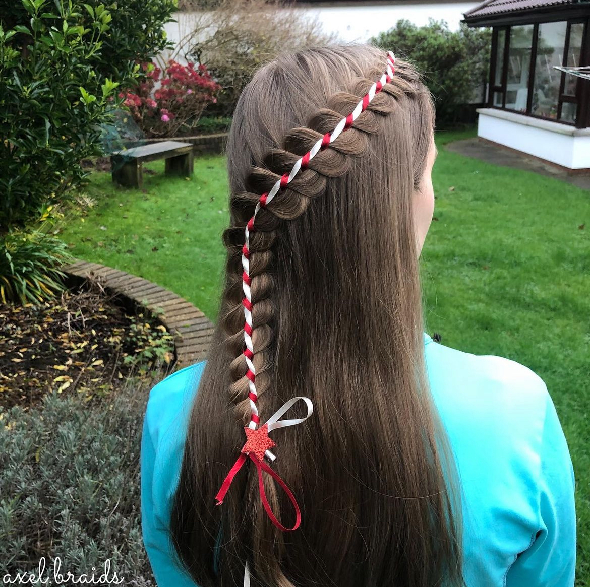 christmas hairstyles with ribbon