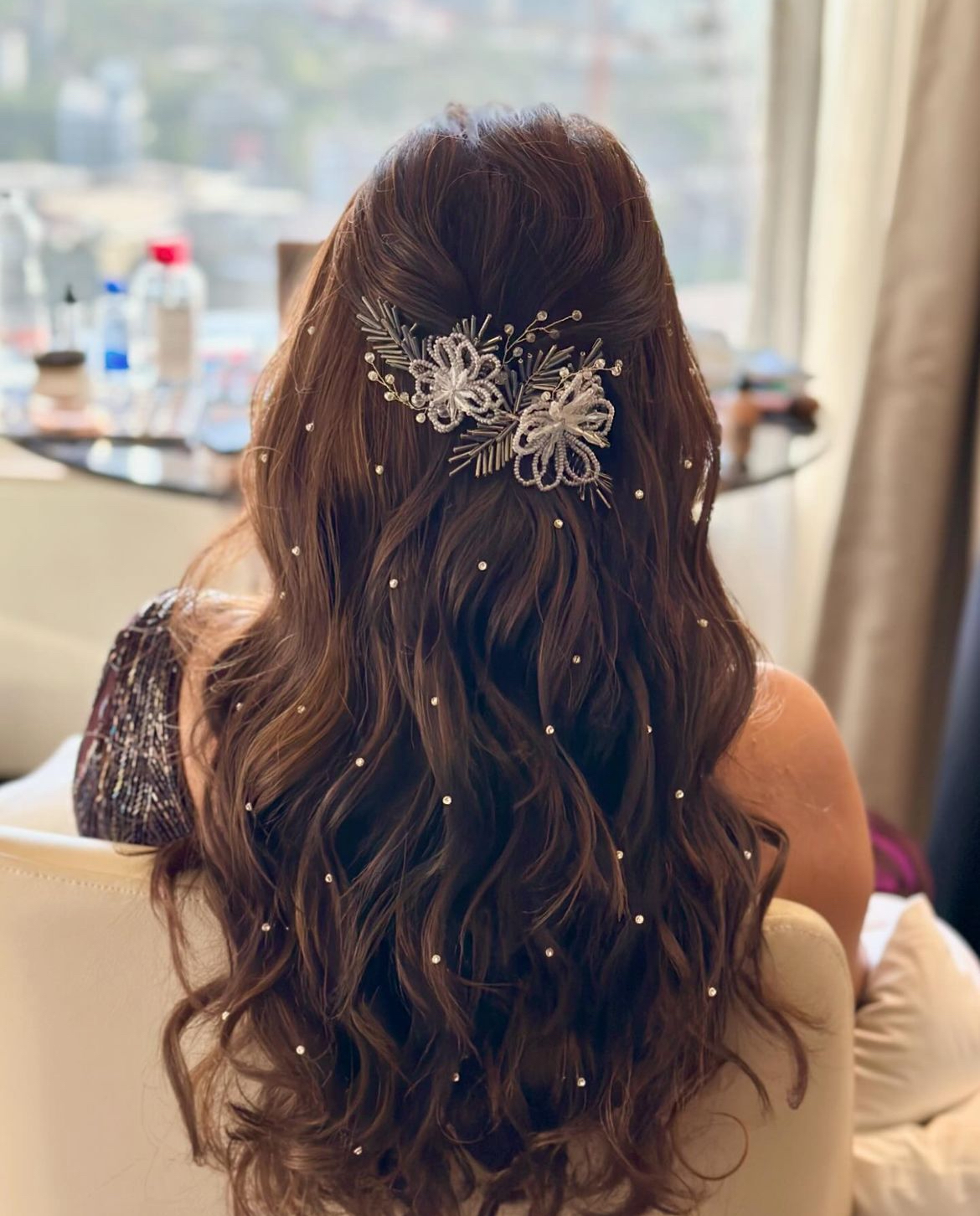 half up half down wedding hair brunette