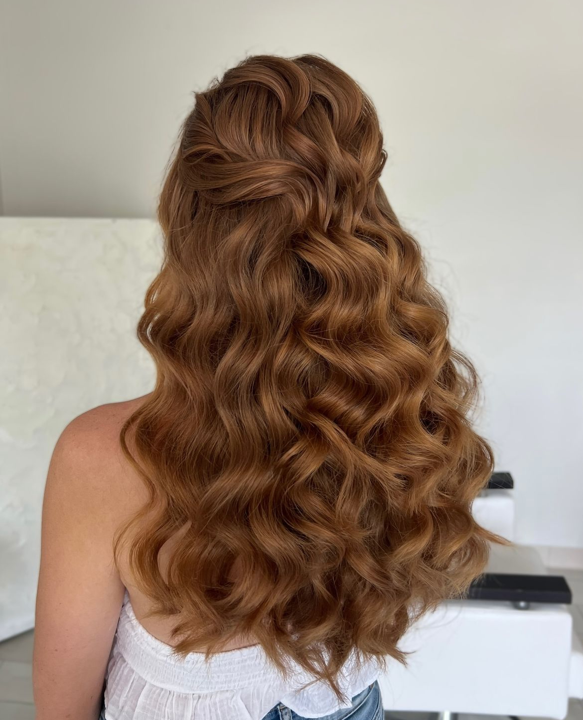 half up half down wedding hair long