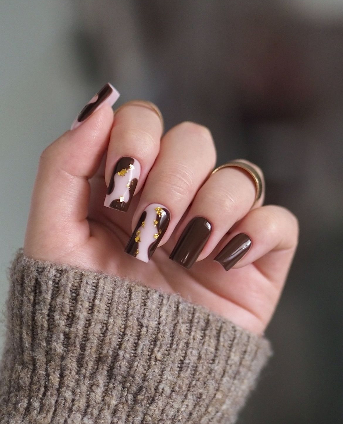 brown nail art