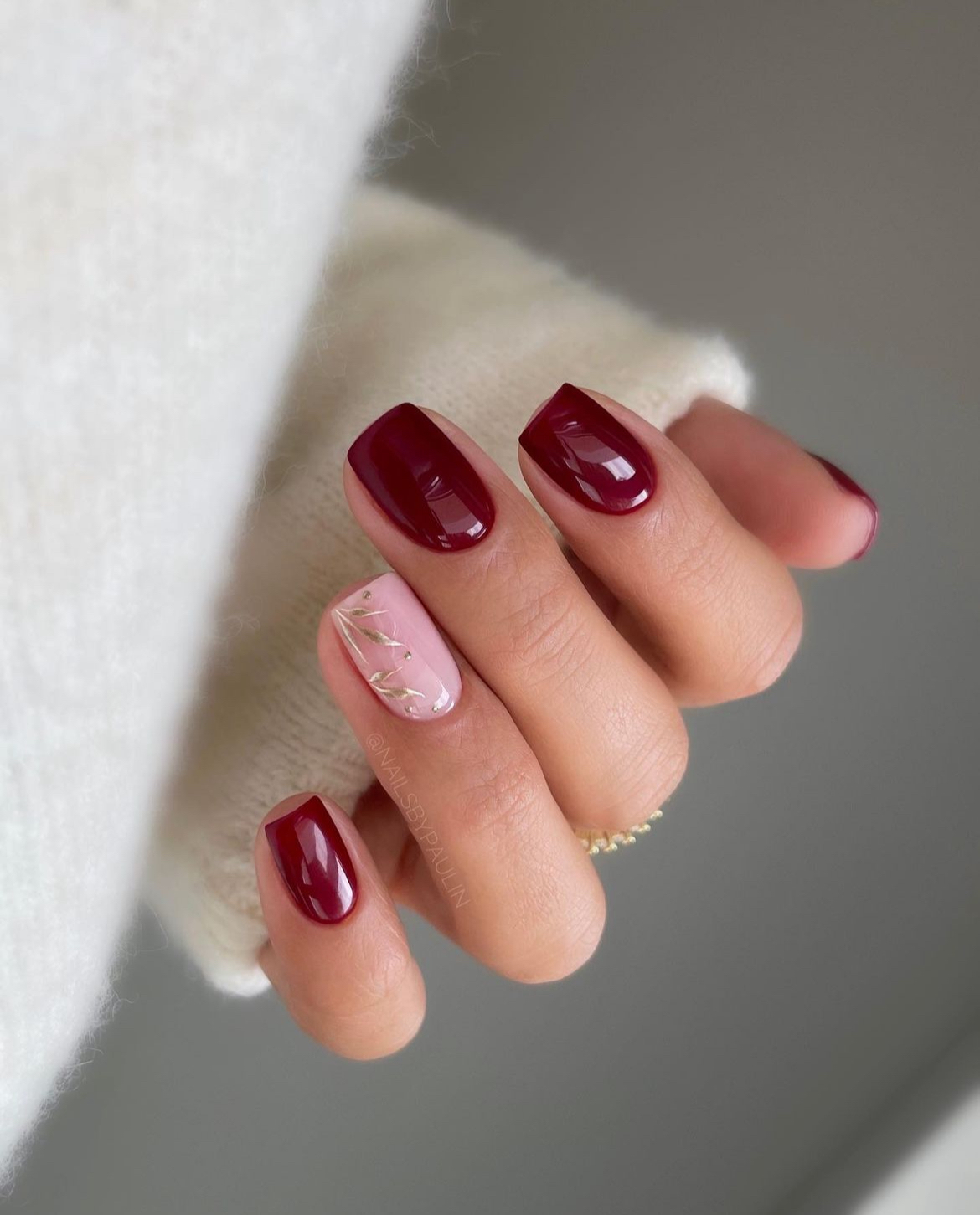 burgundy nail art