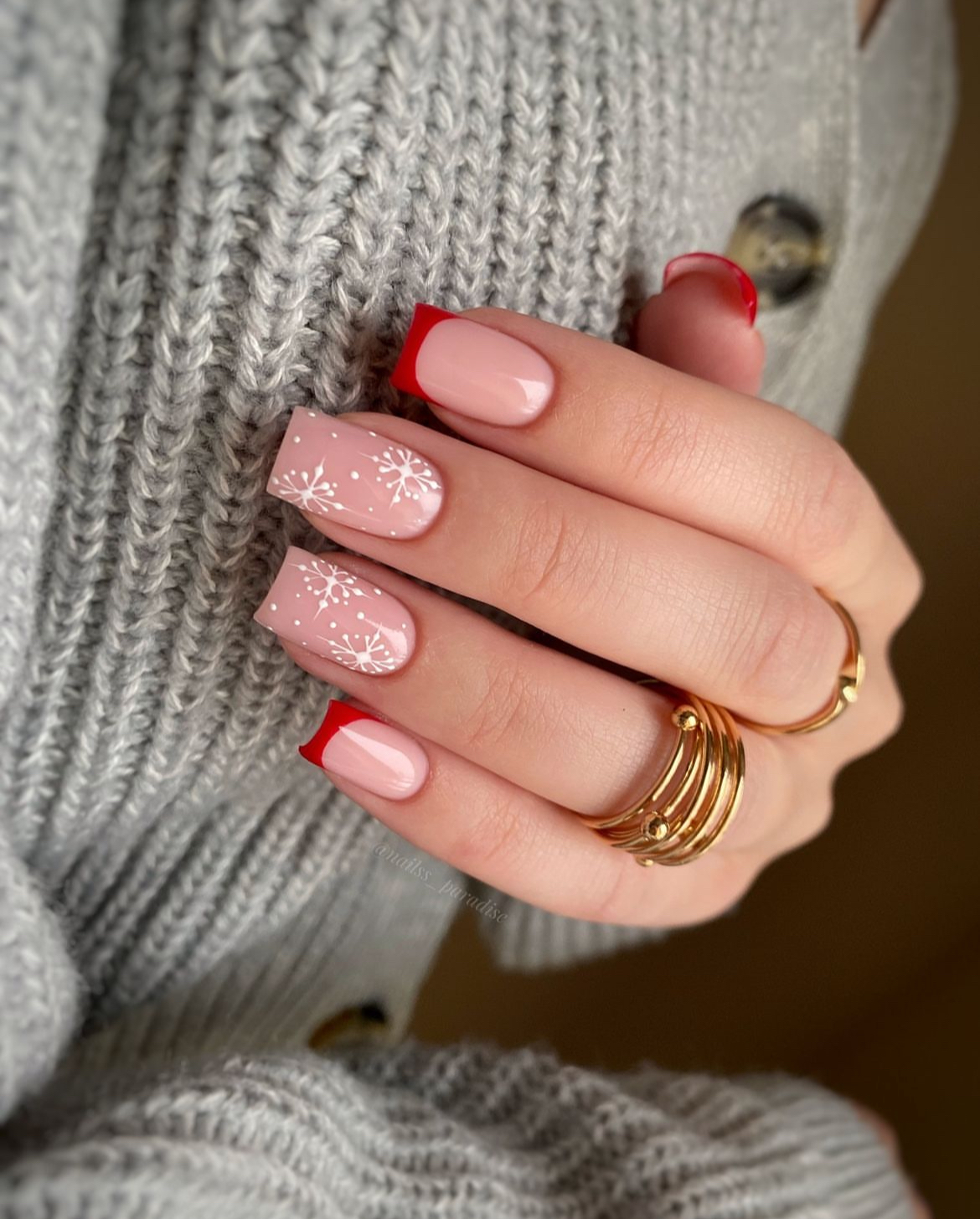 french tip christmas nails square