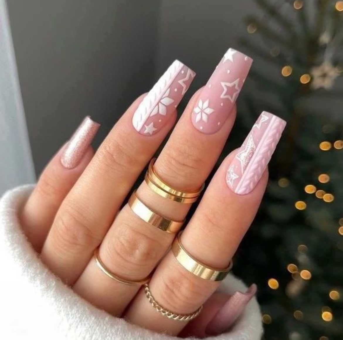 christmas nails white snowflake