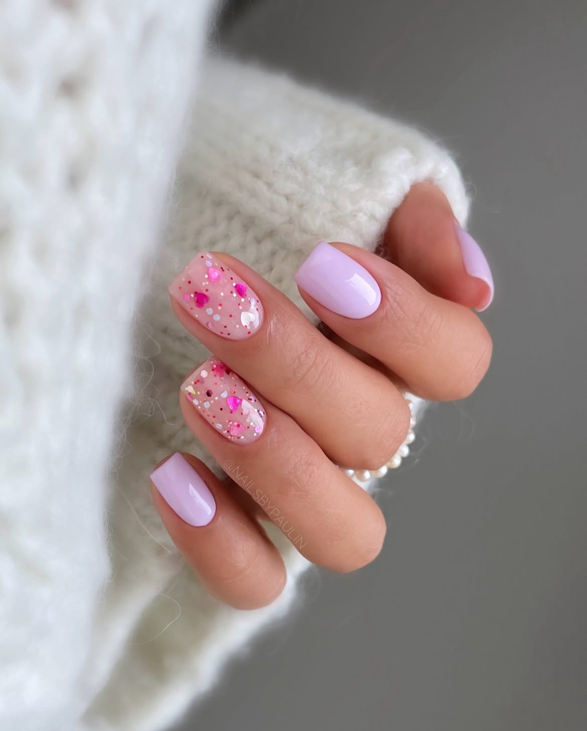 valentines day nails square pink