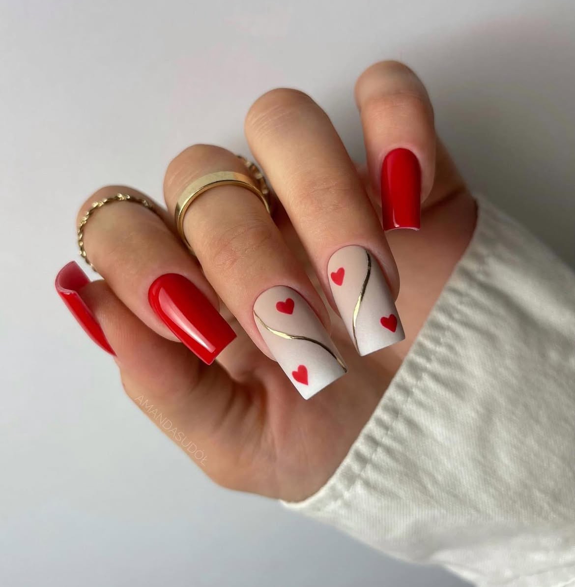 valentines nails simple