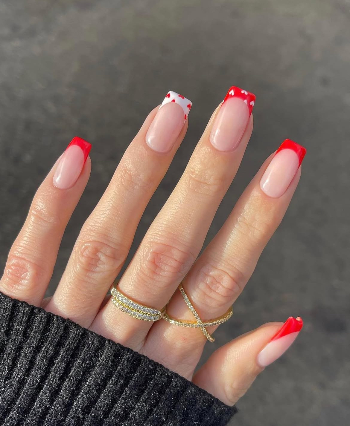 valentines day nails square red