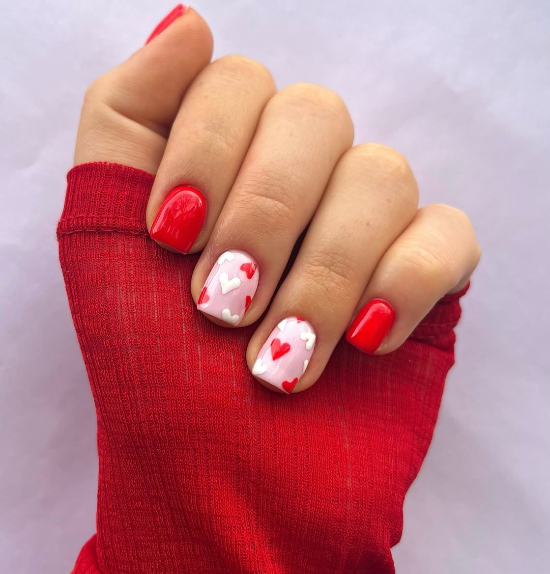 valentines day nails square short