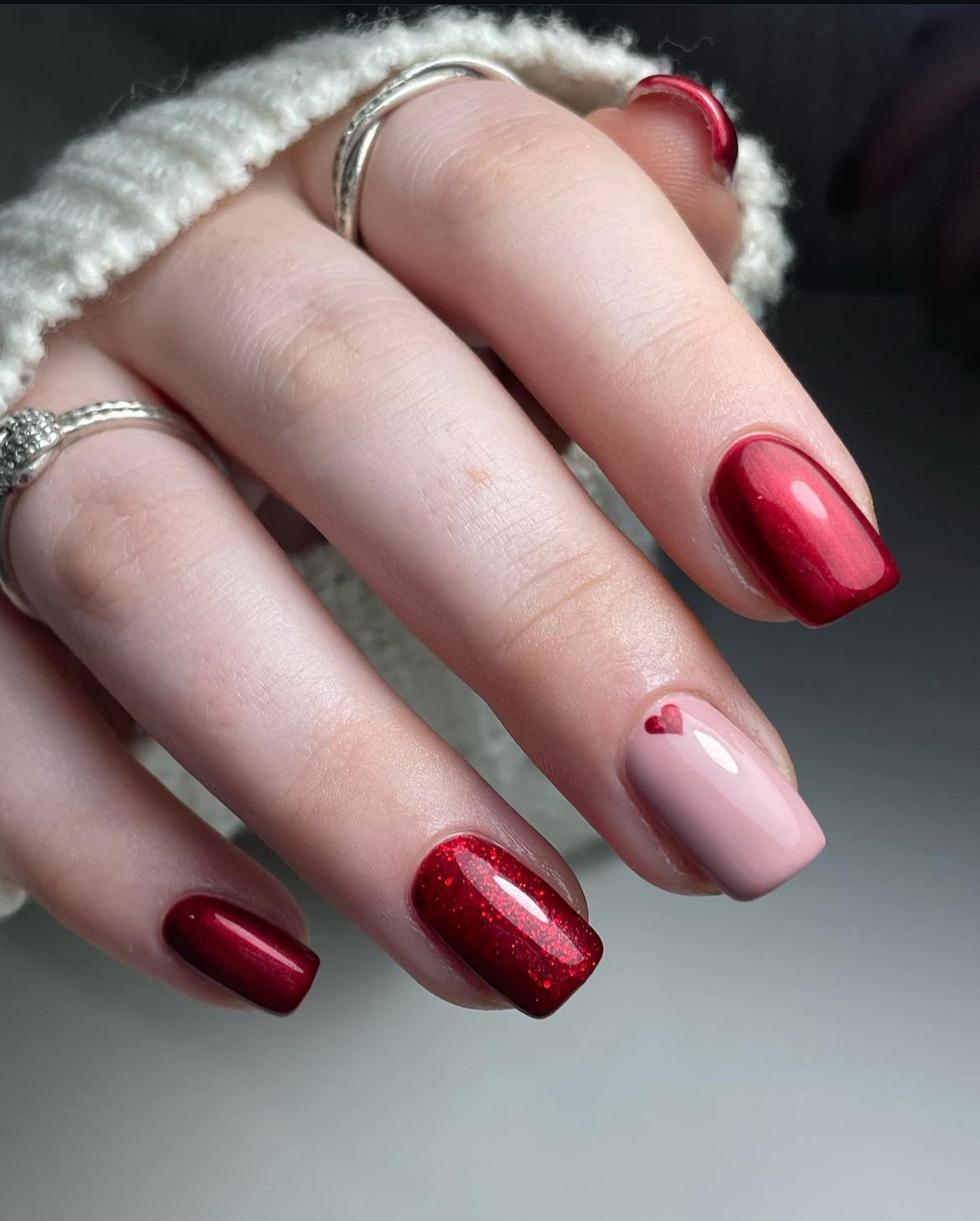 valentines day nails short square