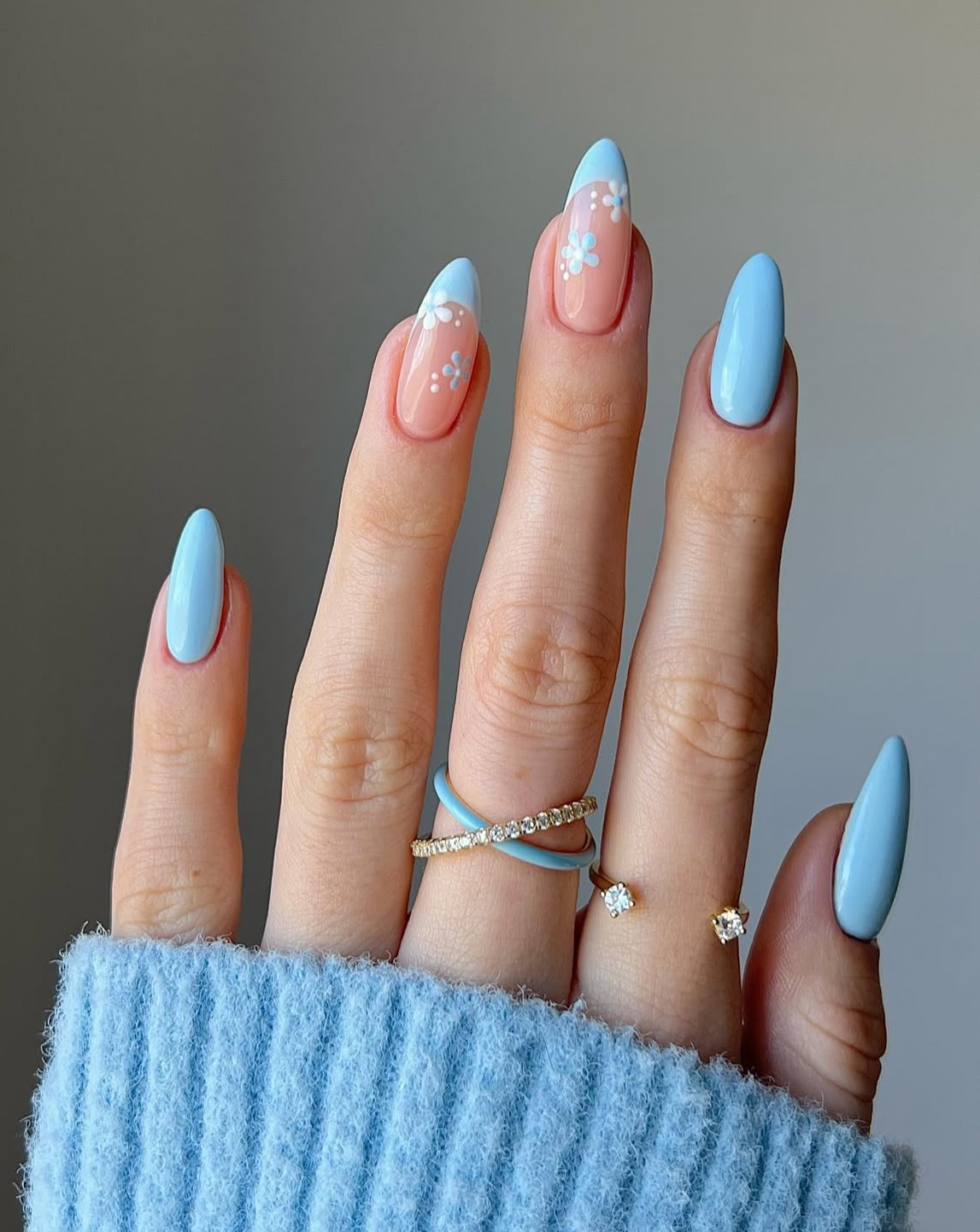 baby blue nails french tip