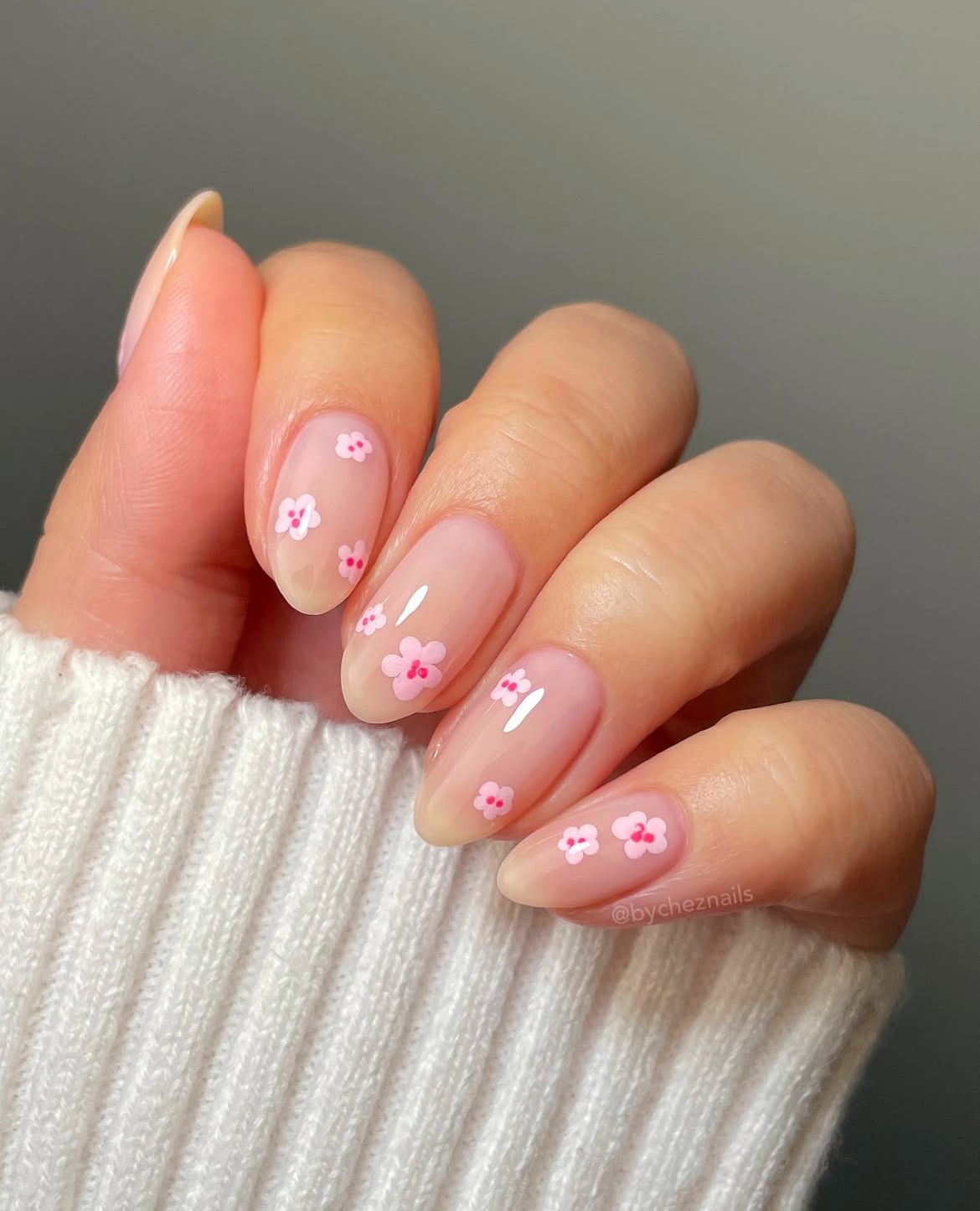 almond summer nails pink