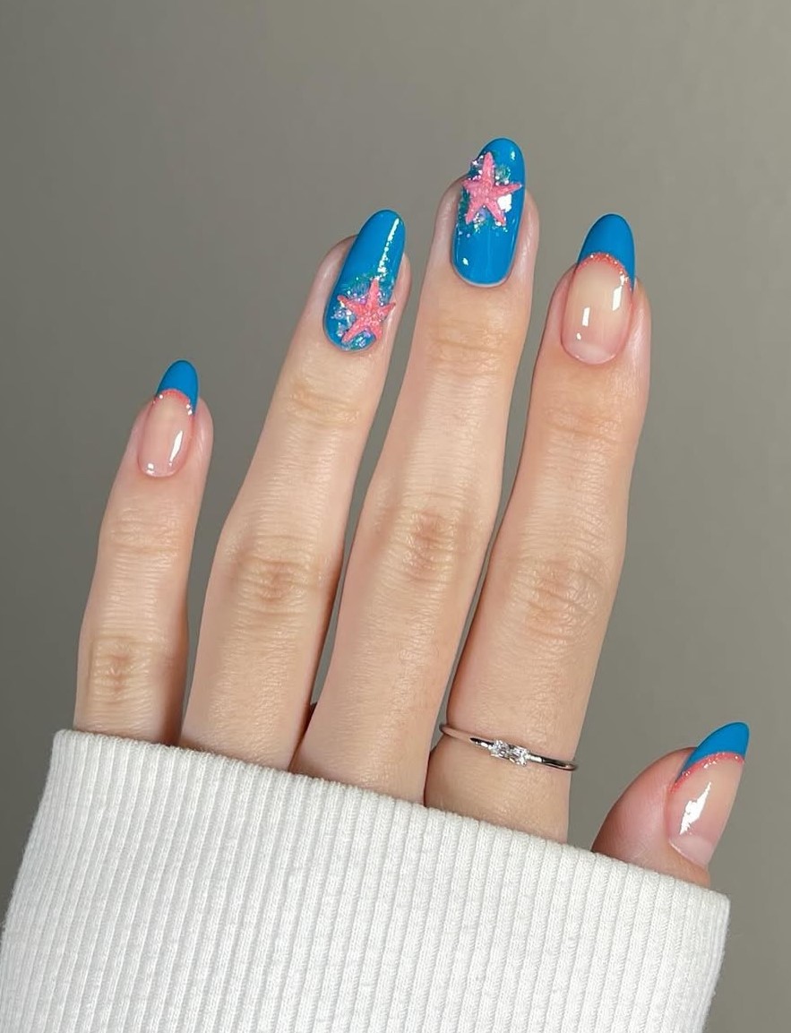 beach nails blue