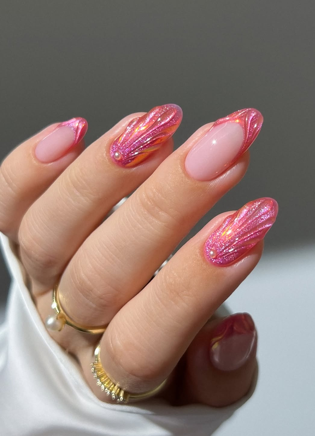 beach nails pink